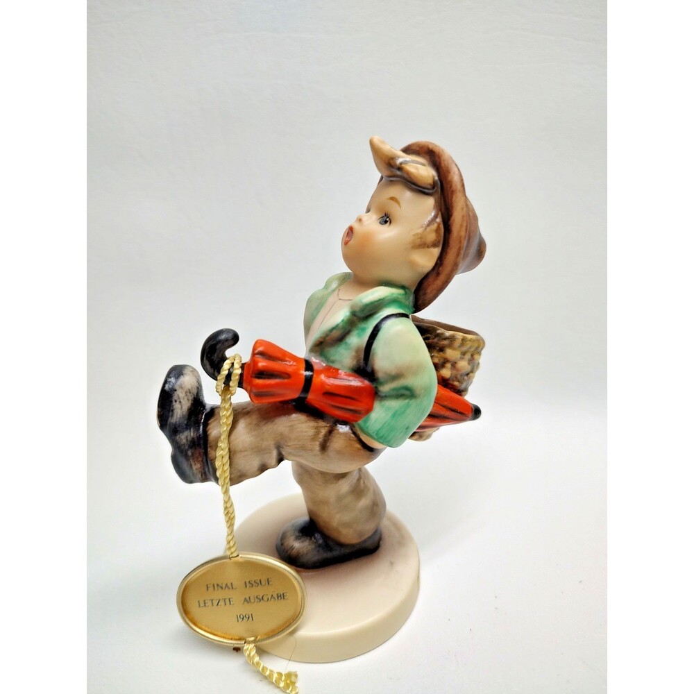 Vintage Hummel Happy Traveler Boy Umbrella Final Issue Figurine Germany 5" Tall